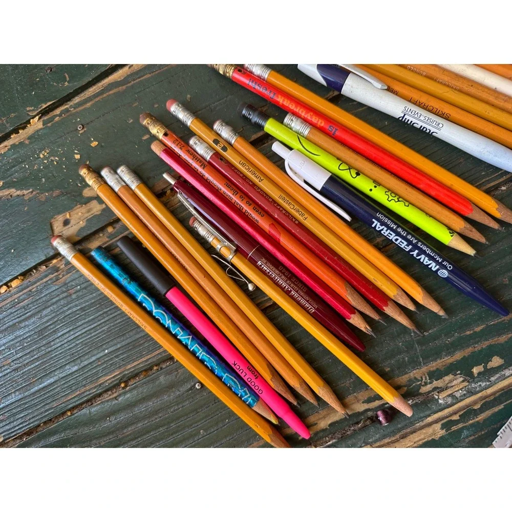 Vintage Advertising Pencil & Pen Lot Skilcraft Faber-Castell Home Depot Navy Fed
